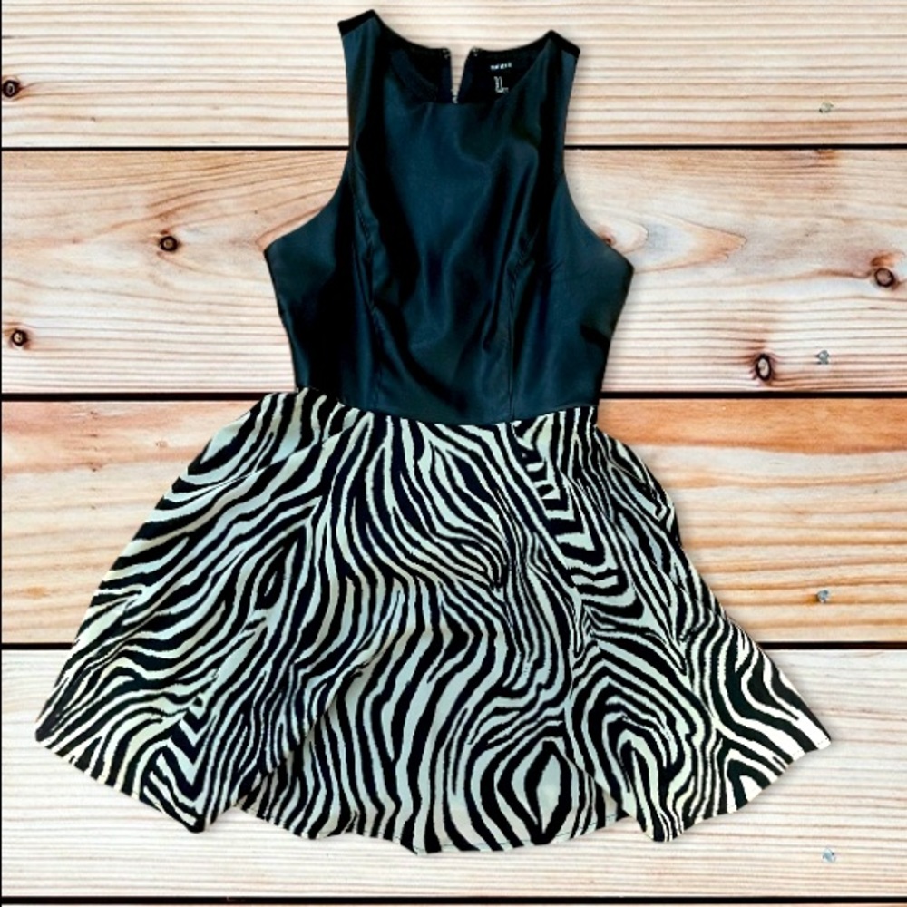 Leather & Zebra Print Dress
